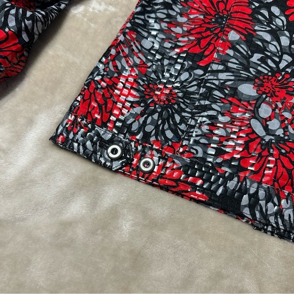 Ruby Rd Womens Shirt Jacket Red Gray Black Floral Shiny Size 10 - Picture 2 of 11